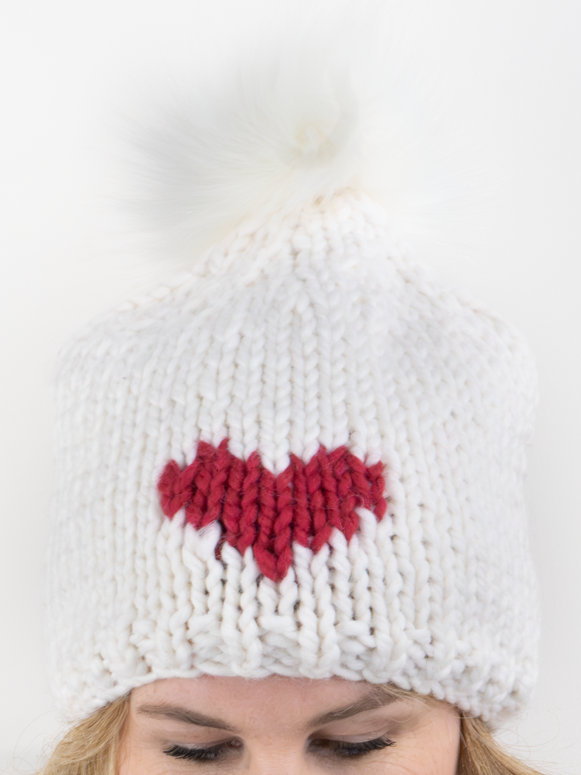 Heart Toque (Photoshoot Sample) Snow/Cranberry - Sample Sale 24