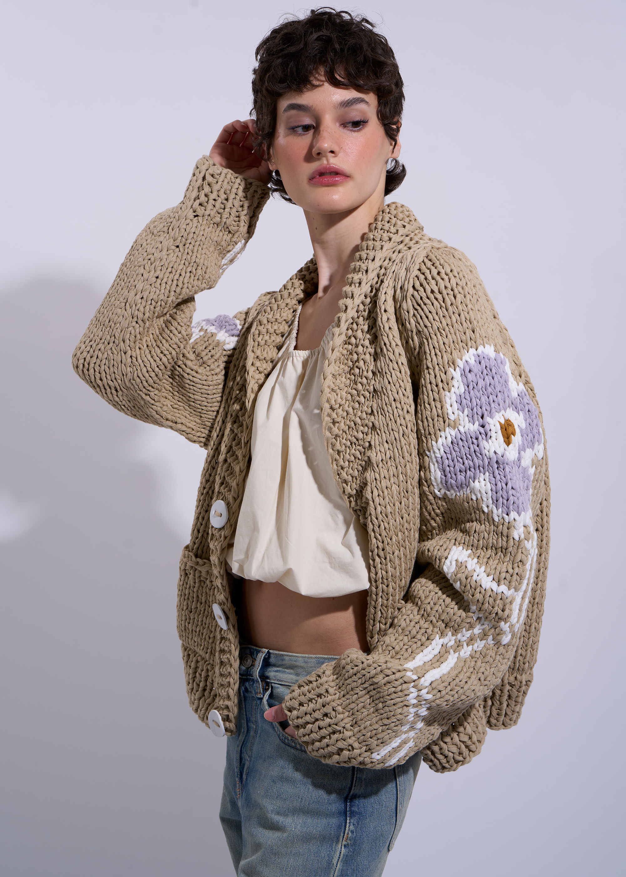 Cotton Flower Cardi – GOGO Sweaters