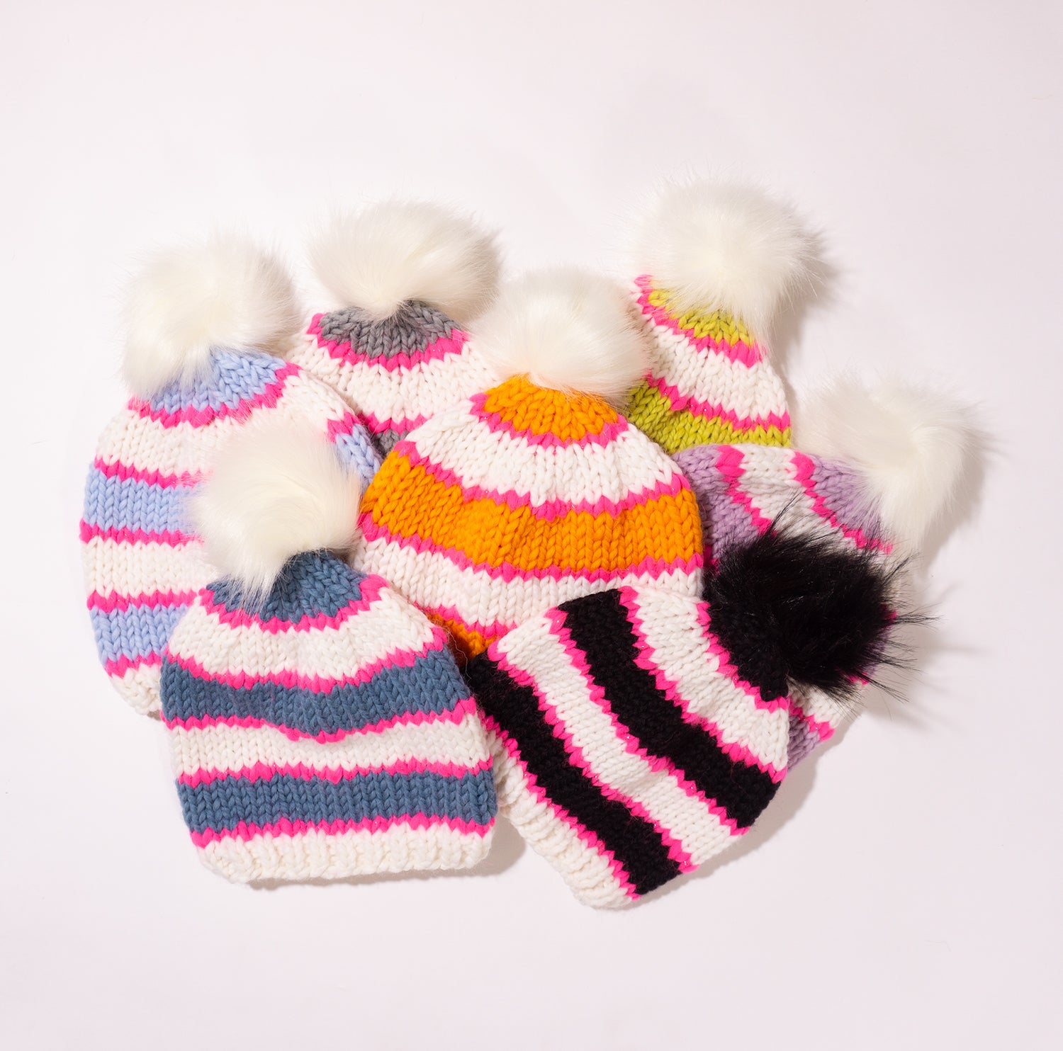 Striped Toque with Removable Pom