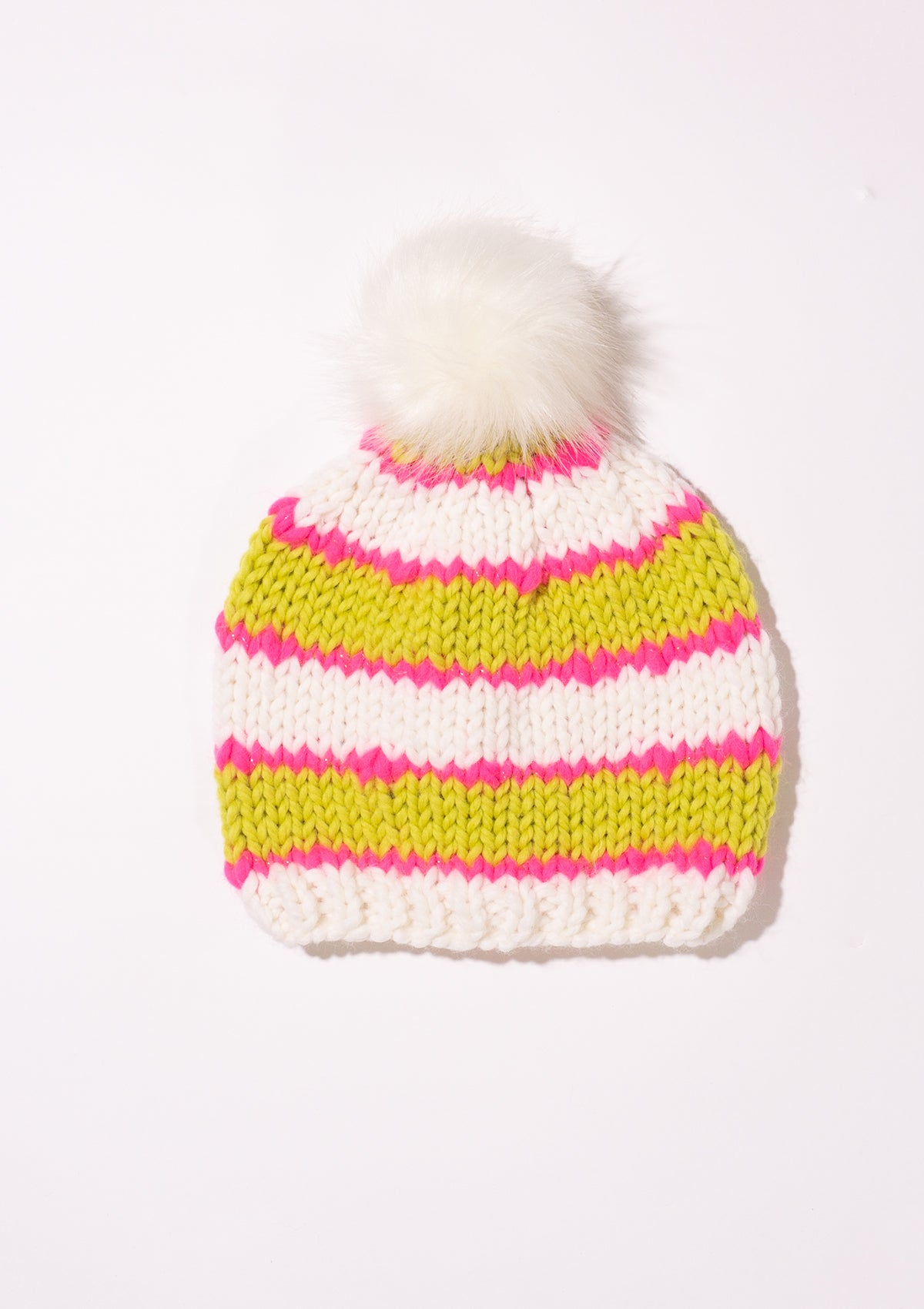 Striped Toque with Removable Pom
