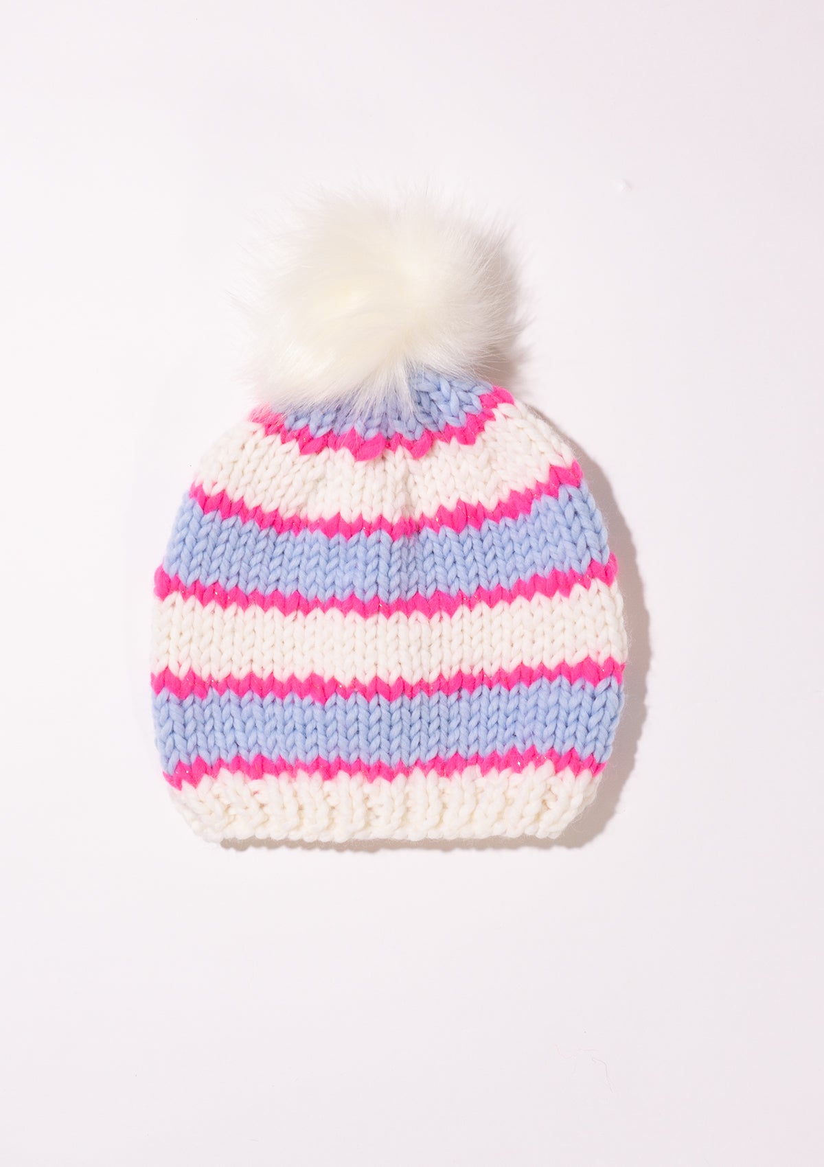 Striped Toque with Removable Pom