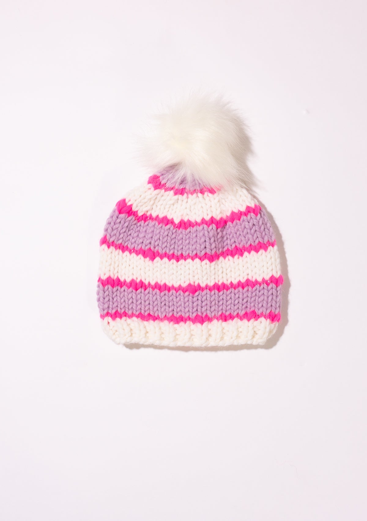 Striped Toque with Removable Pom