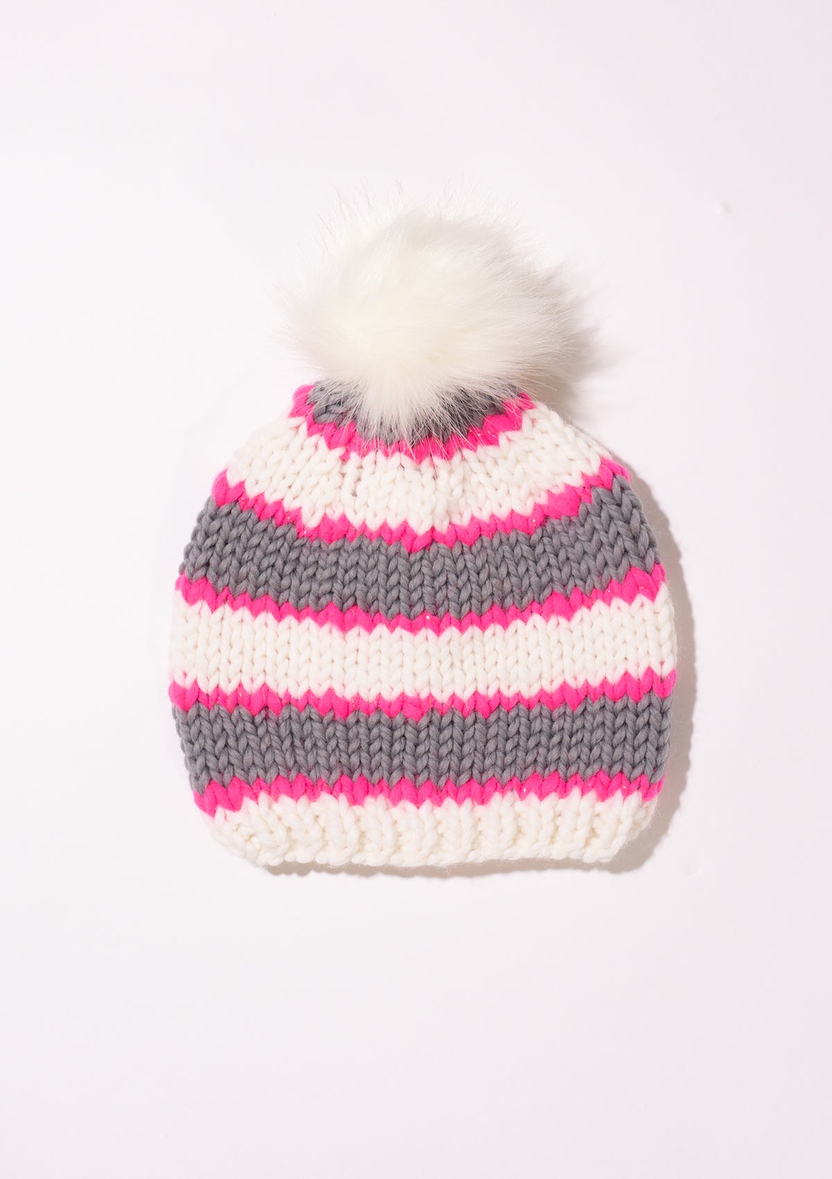 Striped Toque with Removable Pom