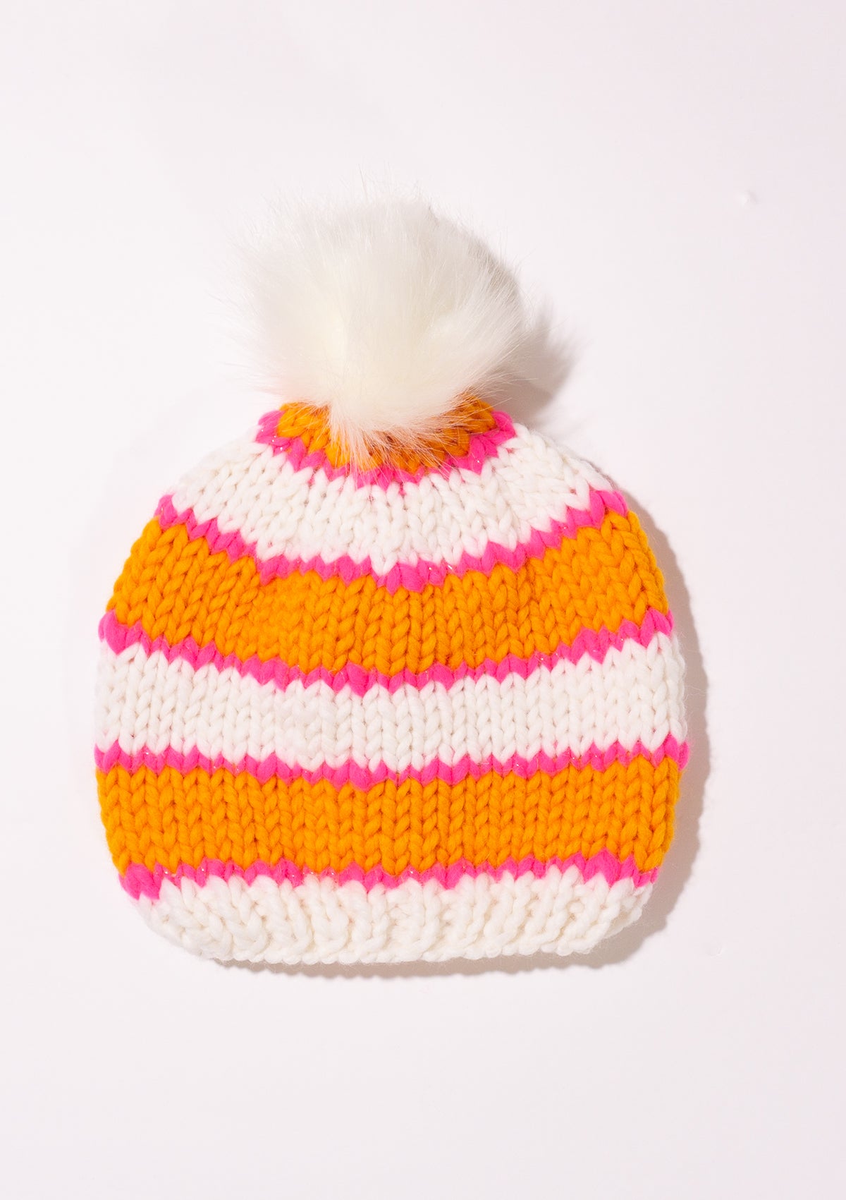 Striped Toque with Removable Pom