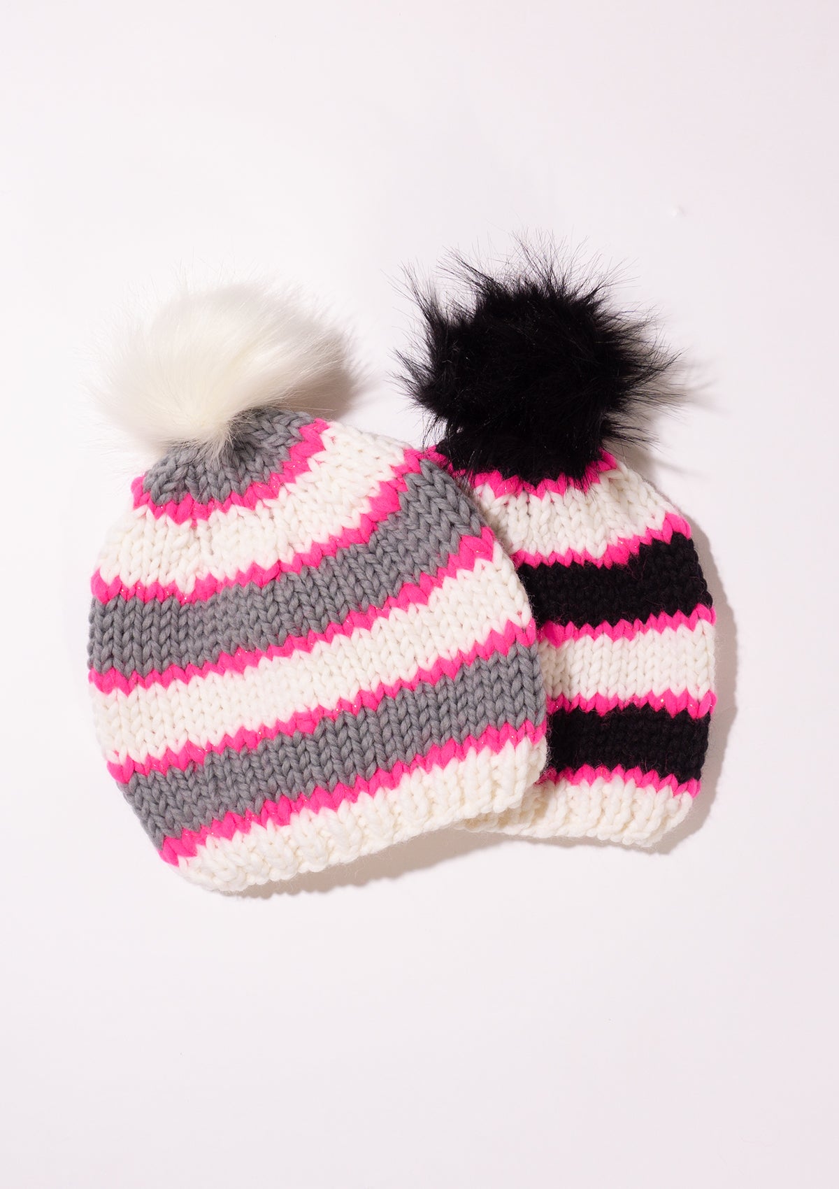 Striped Toque with Removable Pom