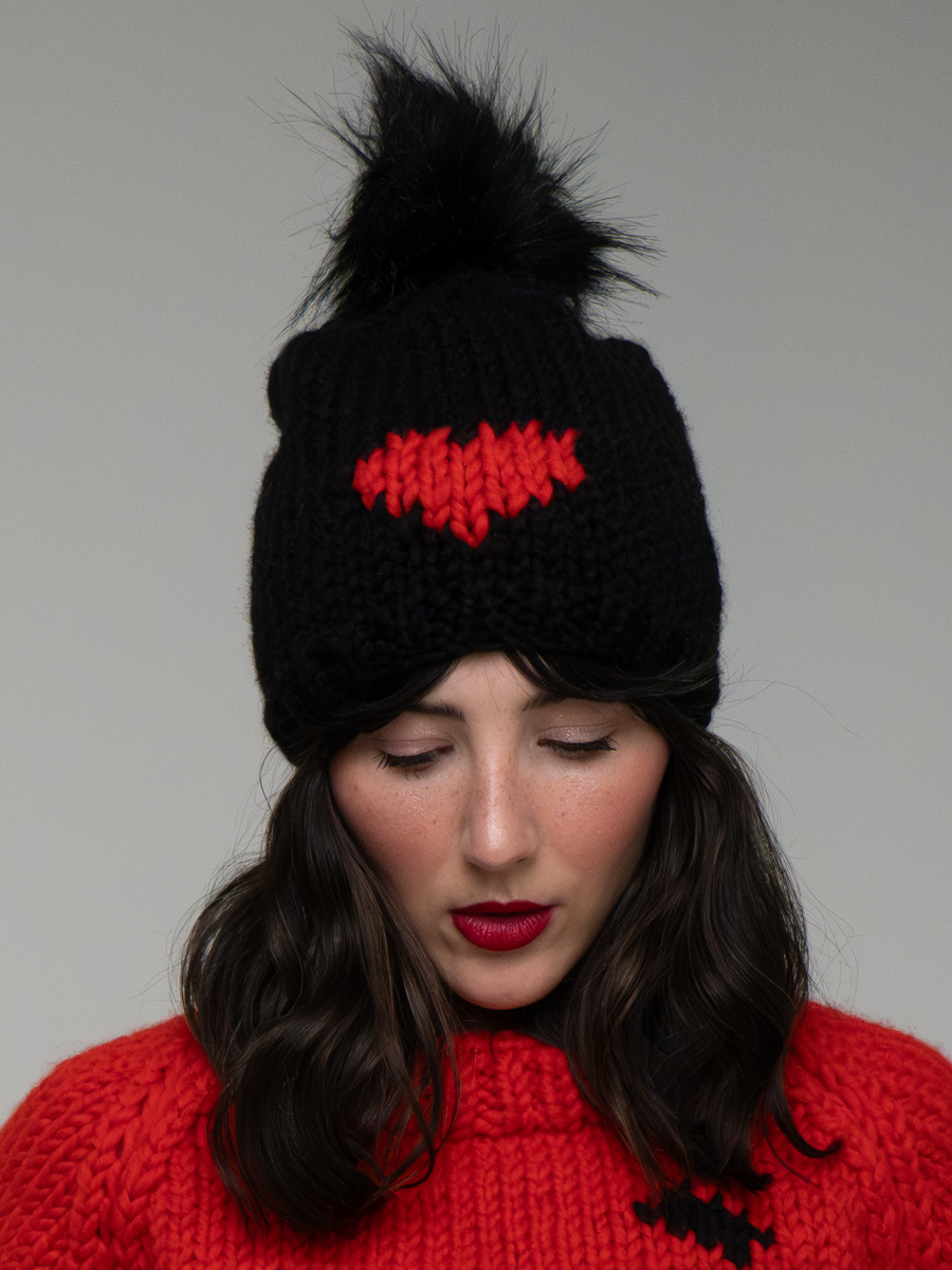 HEART Toque with removable POM