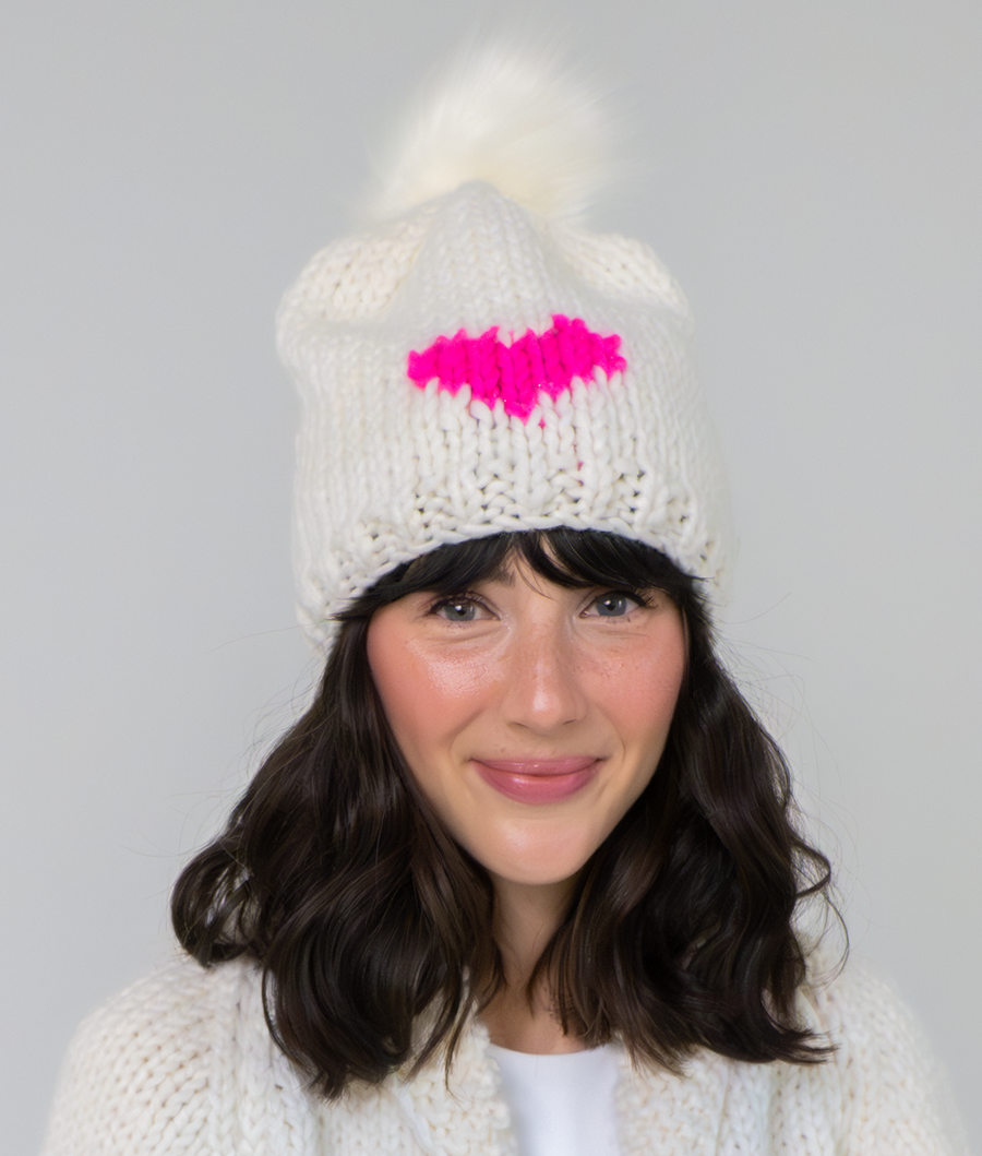 HEART Toque with removable POM