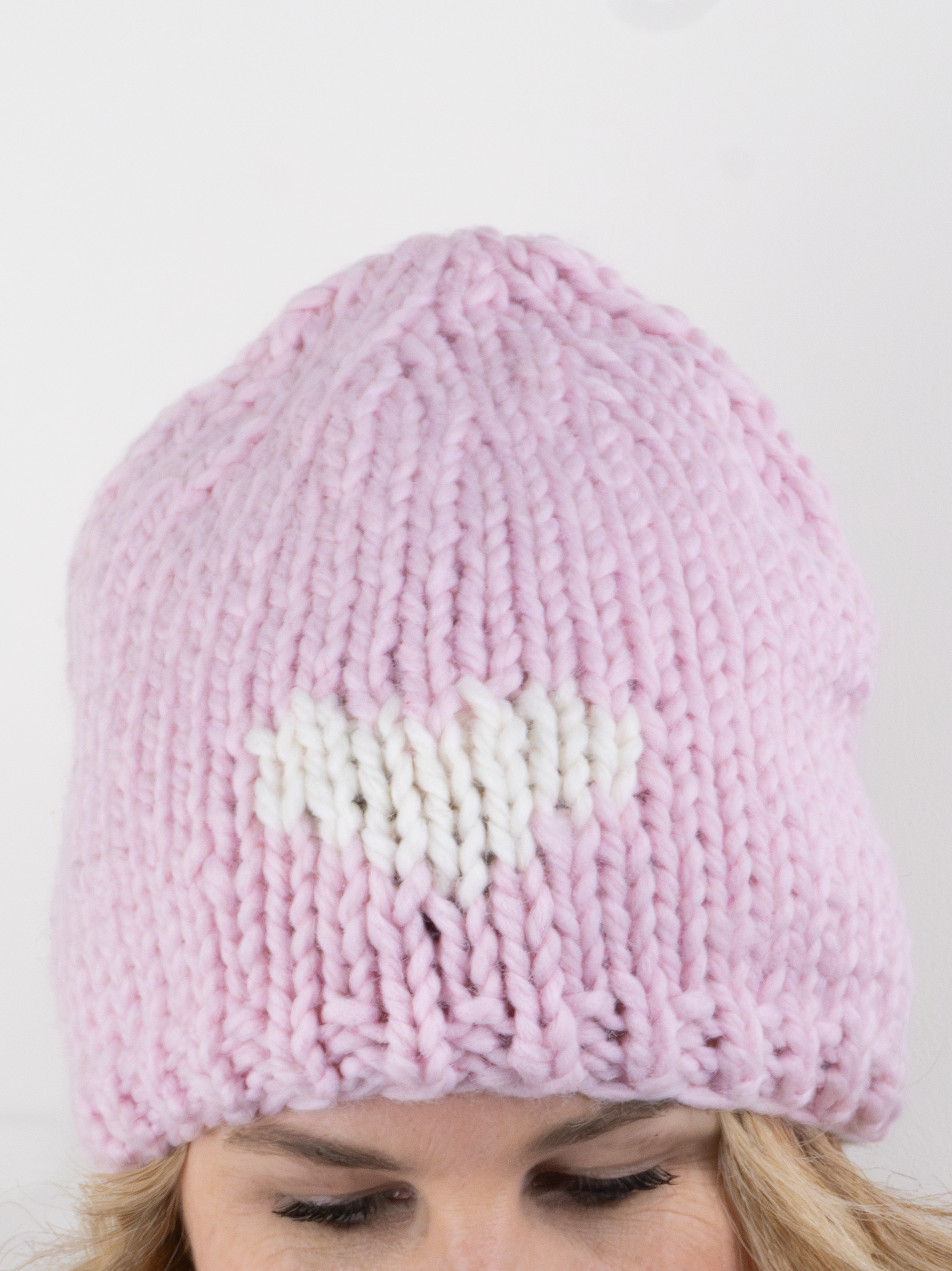 Heart Toque (Knitters First) Strawberry/Snow - Sample Sale 24