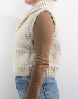 Short SKI Vest (Knitters First Sample) Vanilla/Strawberry - Sample Sale 24
