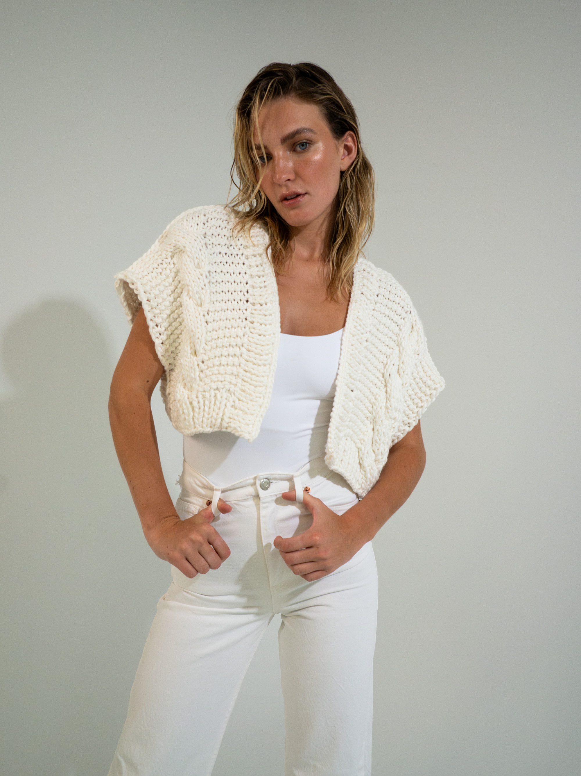 Chunky Cotton Cable Bolero – GOGO Sweaters Chunky Cotton Cable Bolero – GOGO Sweaters
