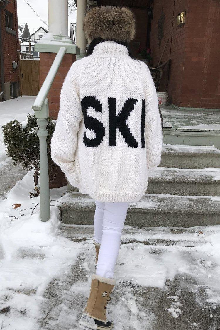 The Ski Cardi-Sweaters-GOGO Sweater-White Long-GOGO Sweaters